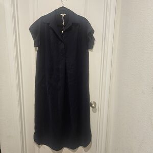 NWT Max Studio Maxi / Midi Length Shirt Dress Dark Navy